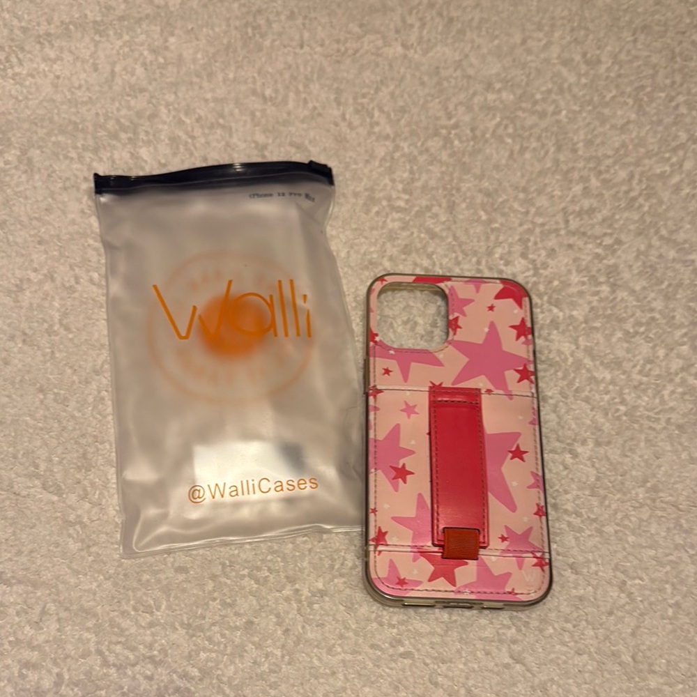 Walli Pink Star Pattern Phone Case with Grip Strap